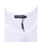 Dolce & Gabbana White Sleeveless Round Neck Tank T-shirt with label and neckline detail, made from soft cotton.