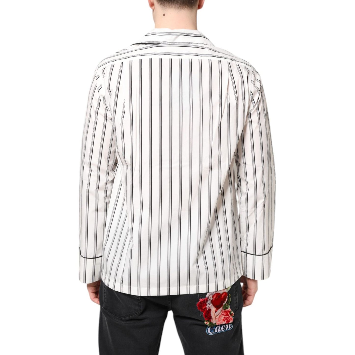 Dolce & Gabbana White Stripes Lounge Pajama Sleepwear Shirt