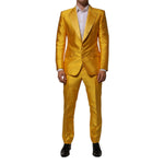 Dolce & Gabbana Yellow 2 Piece Silk Blend Men Suit SICILIA, luxury satin Italian fashion, perfect for galas and special events.