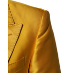 Dolce & Gabbana Yellow 2 Piece Silk Blend Men Suit SICILIA, close-up of lapel and shoulder