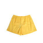 Dolce & Gabbana Yellow Cotton Elastic Waistband Short Swimwear with button detail, crafted in Italy, durable and comfortable.