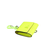 Dolce & Gabbana Yellow Green Bifold DG Logo Neck Strap Cardholder Wallet made of calf leather with magnetic flap closure