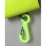 Close-up of the Dolce & Gabbana Yellow Green Bifold DG Logo Neck Strap Cardholder Wallet clasp detail.