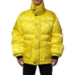 Dolce & Gabbana Yellow Nylon Logo Puffer Bomber Men Jacket with high collar and oversized pockets