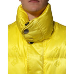 Dolce & Gabbana Yellow Nylon Logo Puffer Bomber Men Jacket featuring high collar and DG logo detailing.