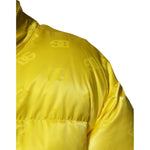 Dolce & Gabbana Yellow Nylon Logo Puffer Bomber Men Jacket with DG logos