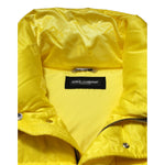 Dolce & Gabbana Yellow Nylon Logo Puffer Bomber Men Jacket interior view with brand label.