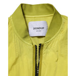 Close-up of Dondup Yellow Polyamide Zipper Bomber Women’s Jacket with visible brand label and zip detailing.