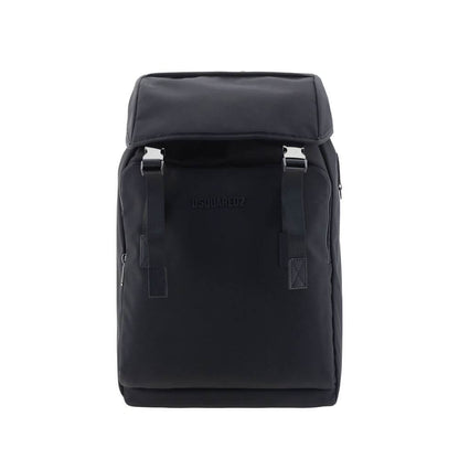 Dsquared² Black Nylon Backpack with adjustable straps and metal clip closures
