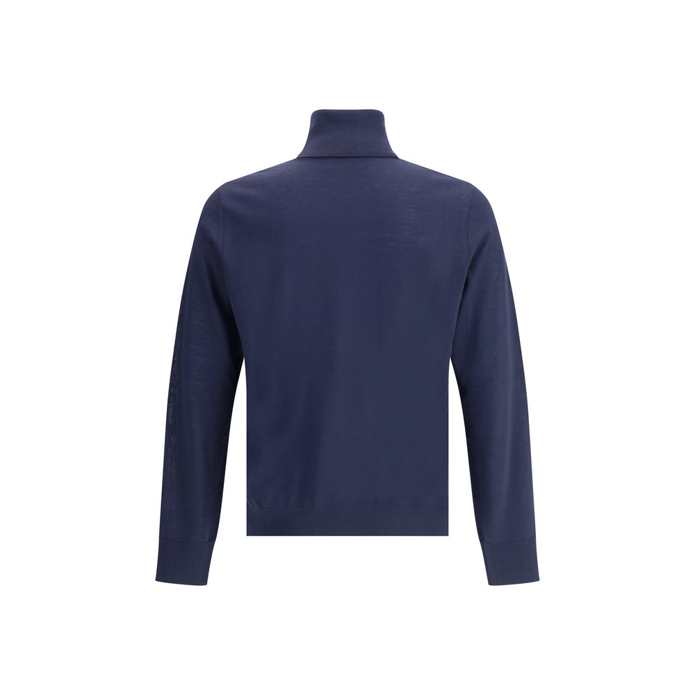 Dsquared² Blue Fleece Wool Turtleneck