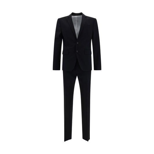 Dsquared² Blue Fleece Wool Two-Piece Suit with tailored jacket and matching trousers, featuring classic lapels and welts.