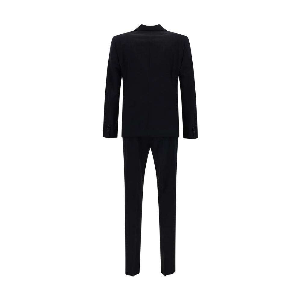 Back view of Dsquared² Blue Fleece Wool Two-Piece Suit showcasing blazer and trousers made from virgin wool fabric.