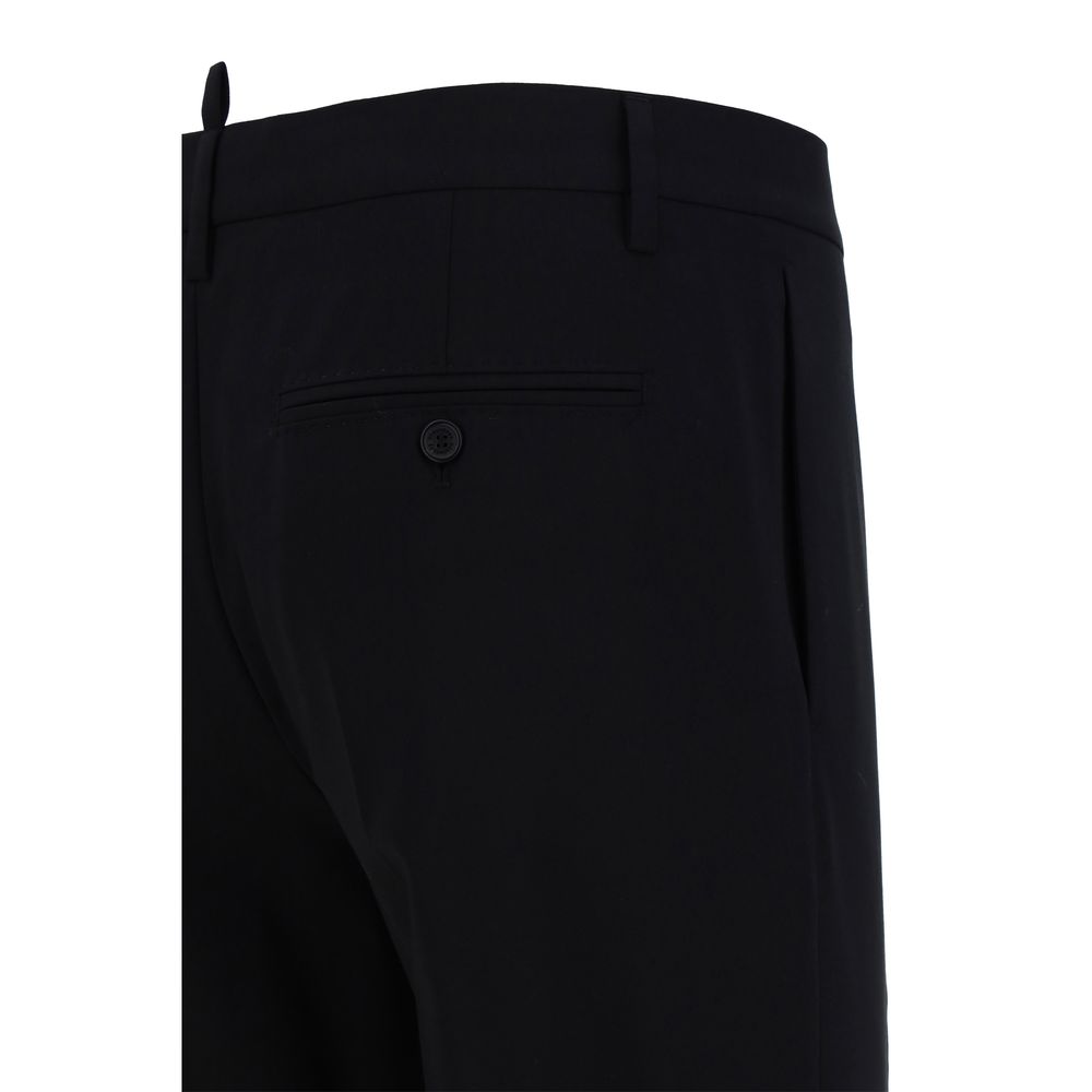 Back view of Dsquared² Blue Fleece Wool Two-Piece Suit trousers featuring a single rear button pocket.