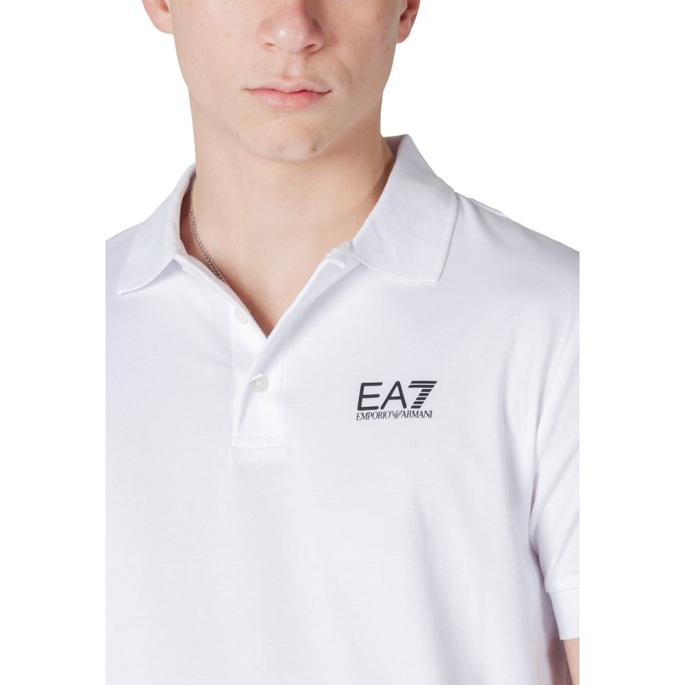 EA7 Emporio Armani White Cotton Polo Shirt
