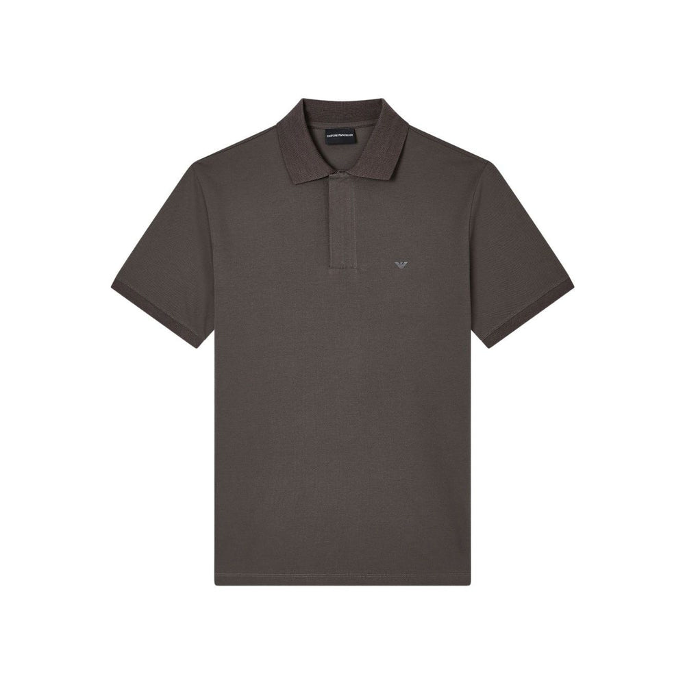 EMPORIO ARMANI CAPSULE T-shirts and Polos Grey, dark brown polo with short sleeves and ribbed collar.