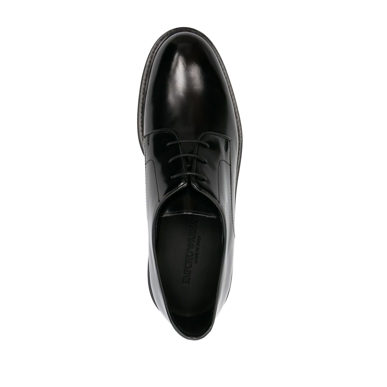 EMPORIO ARMANI EXCLUSIVE Derby shoes in buffed leather black top view