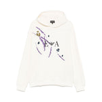 EMPORIO ARMANI EXCLUSIVE Sweaters White with floral print, front pouch pocket, ribbed cuffs and hem. Classic cotton hoodie for stylish comfort.
