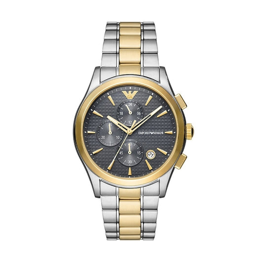 EMPORIO ARMANI MOD. AR11527, stainless steel IP gold watch for gentlemen, water resistant 5 ATM, mineral dial material.