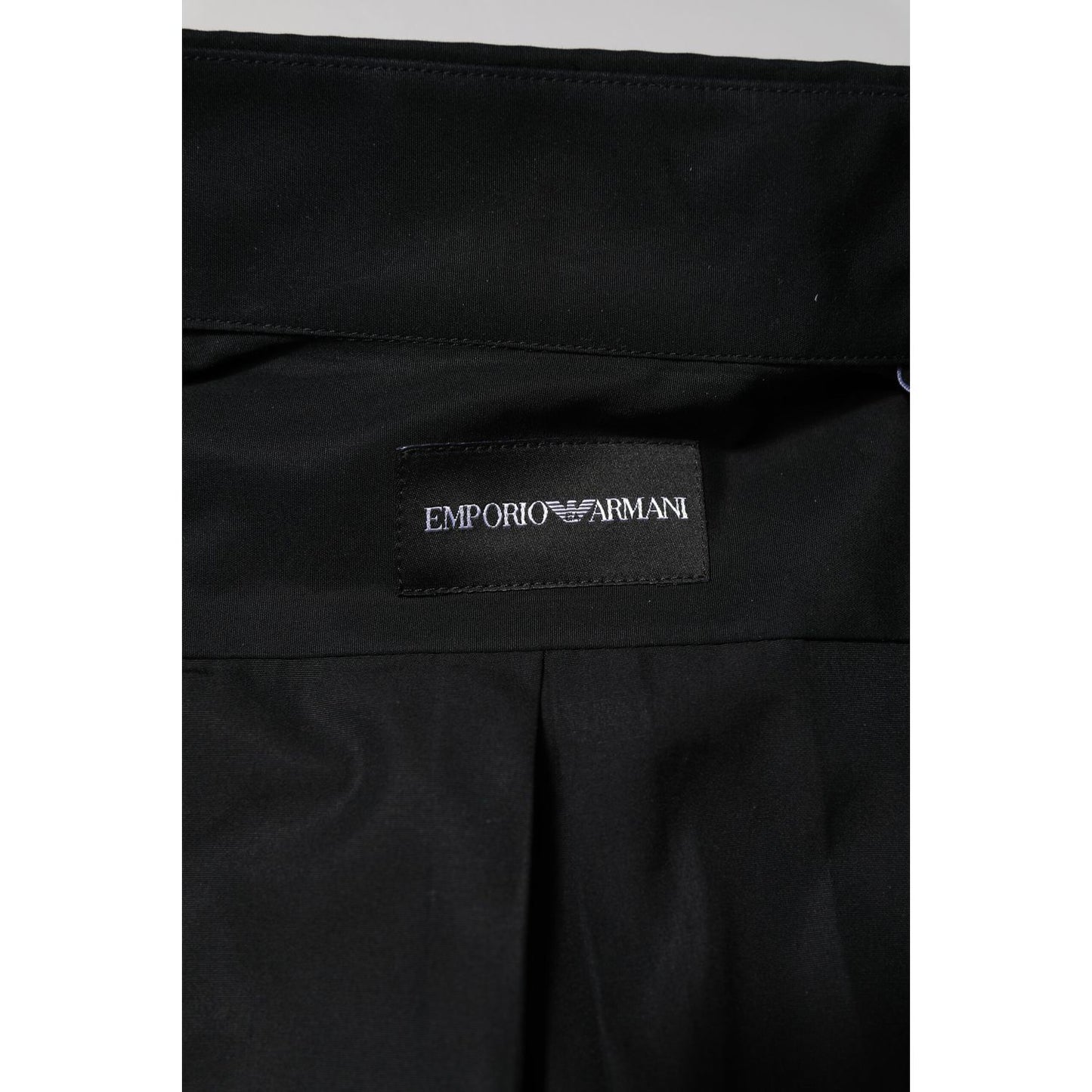 Emporio Armani Black Cotton Long Sleeves Men Formal Dress Shirt