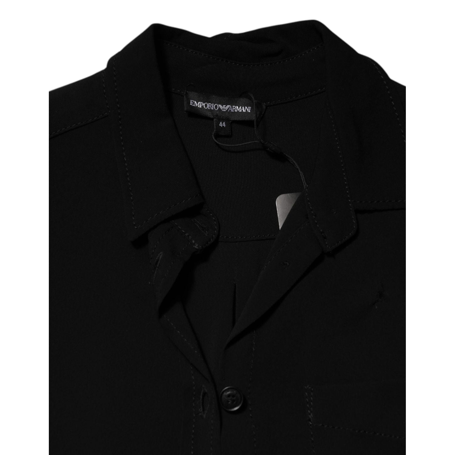 Emporio Armani Black Viscose Blend Shirt Style Belted  Dress
