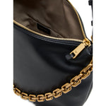Emporio Armani Medium leather hobo bag with chain featuring black leather and gold-tone chain detail close-up