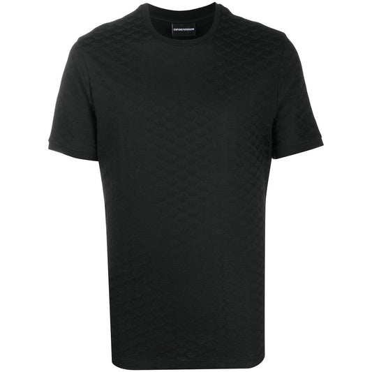 Emporio Armani Mercerised-jersey T-shirt with all-over jacquard eagle