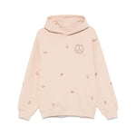 Emporio Armani Sweaters Powder blush pink hoodie with logo, drop shoulder, ribbed cuffs, hem, organic cotton, true to size fit.