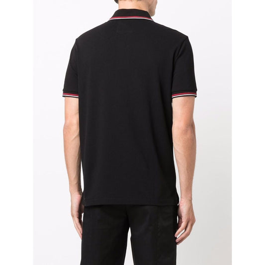 Back view of Emporio Armani T-shirts and Polos Black in cotton with logo print, classic collar, and short sleeves.