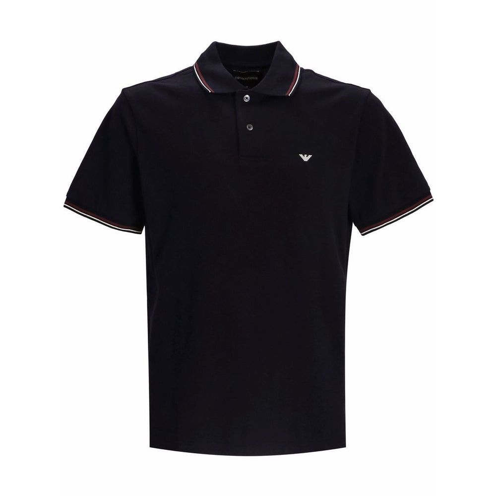 Emporio Armani T-shirts and Polos Blue navy polo shirt with collar, button placket and embroidered logo.