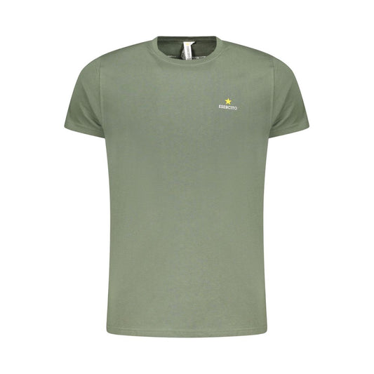 Esercito 1659 Green Cotton T-Shirt with short sleeves, crew neck, and aviation print logo.