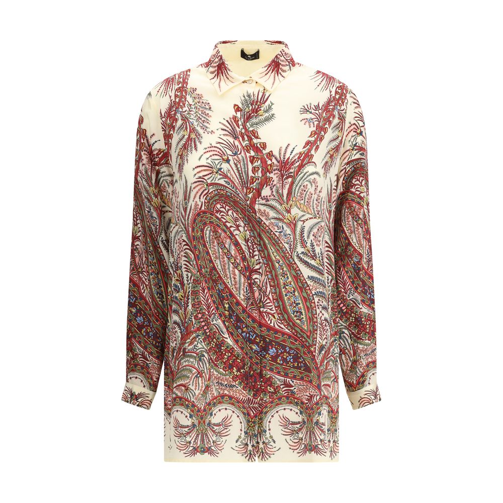 Etro Paisley print Shirt, blue paisley pattern, regular fit, French collar, double-button cuffs, 100% cotton, AW25, men's elegant wear.