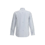 Etro Striped Shirt made of jacquard cotton with micro Pegasus design, featuring a pointed collar and button closure, elegant and practical.