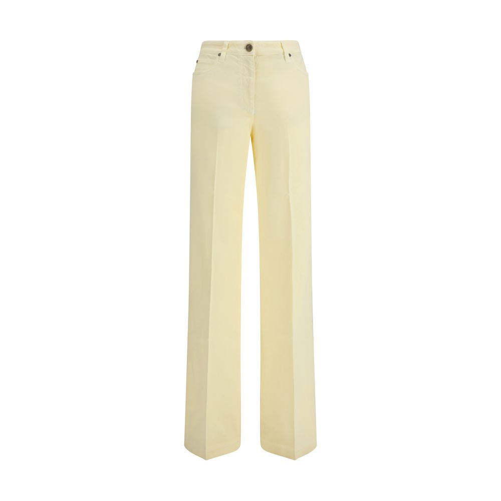 Etro Yellow Cotton Straight-Leg Jeans for style and comfort, featuring a regular fit with button and zipper closure, ideal for AW25 season.