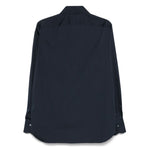Back view of FINAMORE 1925 NAPOLI Shirts Blue in cotton with buttoned cuffs and curved hem.