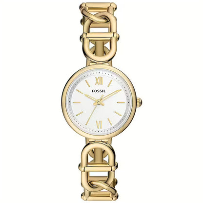 Alt Tag: FOSSIL Mod. ES5272 lady's wristwatch, 30mm gold SS IP case, quartz movement, water-resistant 5 ATM, official packaging