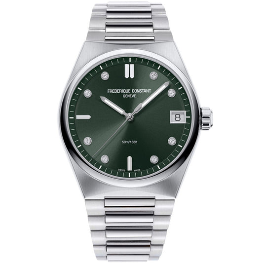 FREDERIQUE CONSTANT MOD. FC-240GRD2NH6B luxury watch with a green dial and silver bracelet