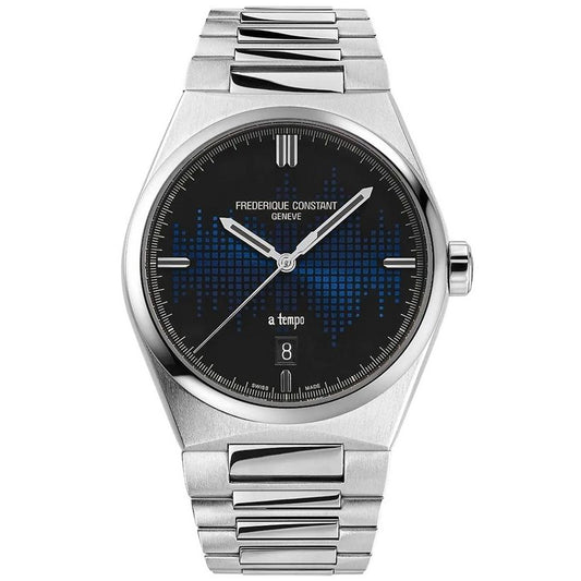 FREDERIQUE CONSTANT MOD. FC-303TA3NH6B luxury watch with stainless steel bracelet and elegant black dial design.