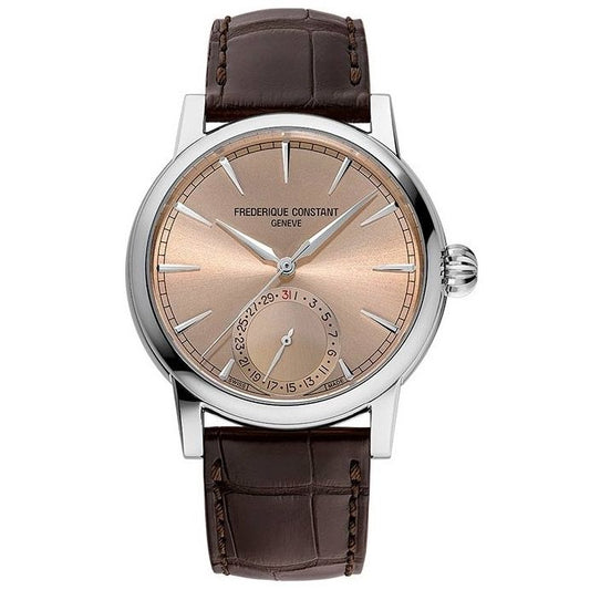 Luxury watch FREDERIQUE CONSTANT MOD. FC-706SAL3H6 with brown leather strap and rose gold dial