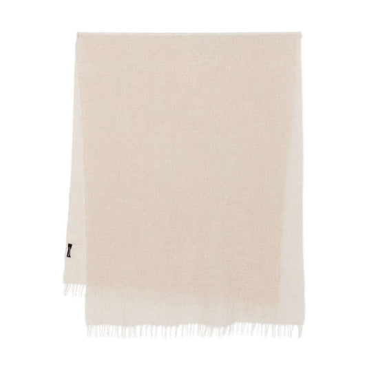 Fabiana Filippi Cashmere and silk scarf with beige fringed edges and rectangular shape, luxury fashion accessory.