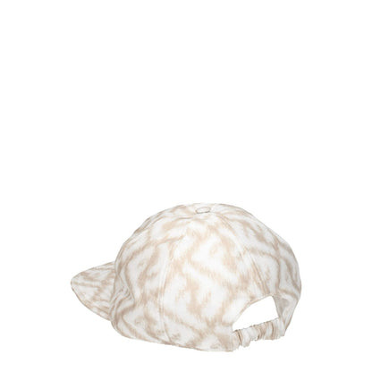Fendi Beige Silk Cap (Baseball Hat) with logo, made of 100% silk, featuring a casual style in beige and white. MPN: FXQ961AN9LF0MXH.