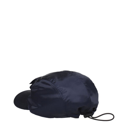 Fendi Blue Polyamide Cap (Baseball Hat) with front and back logo, drawstring closure, street style fashion accessory.