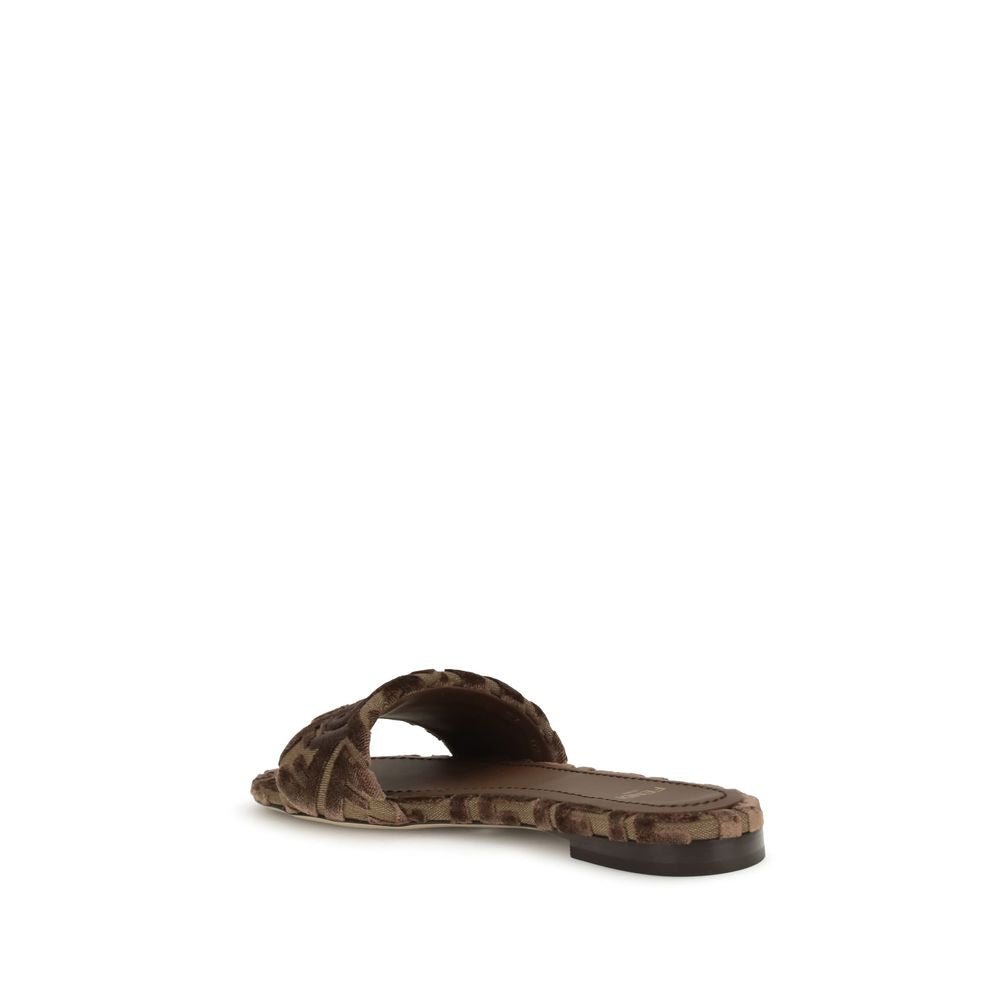 Fendi Brown Viscose Flat Sandals