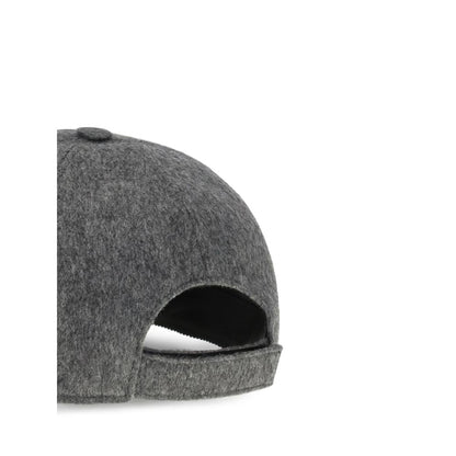 Back view of Fendi Gray Wool Cap (Baseball Hat) with adjustable strap and wool texture.