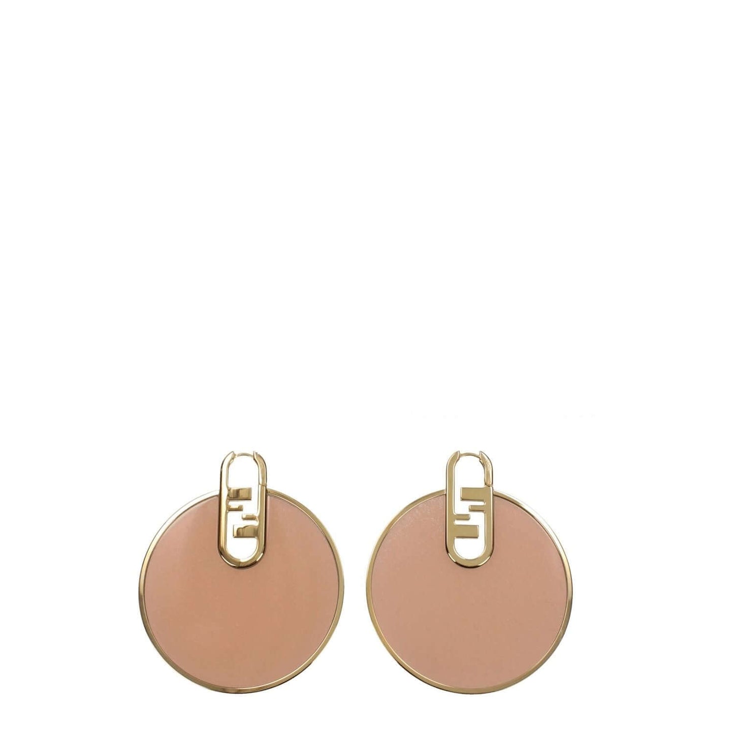 Fendi Pink Plexiglass Earrings with gold accents and logo, hook closure, casual style. Metal material, 6 cm size, MPN: 8AH593WN5F1HEQ.