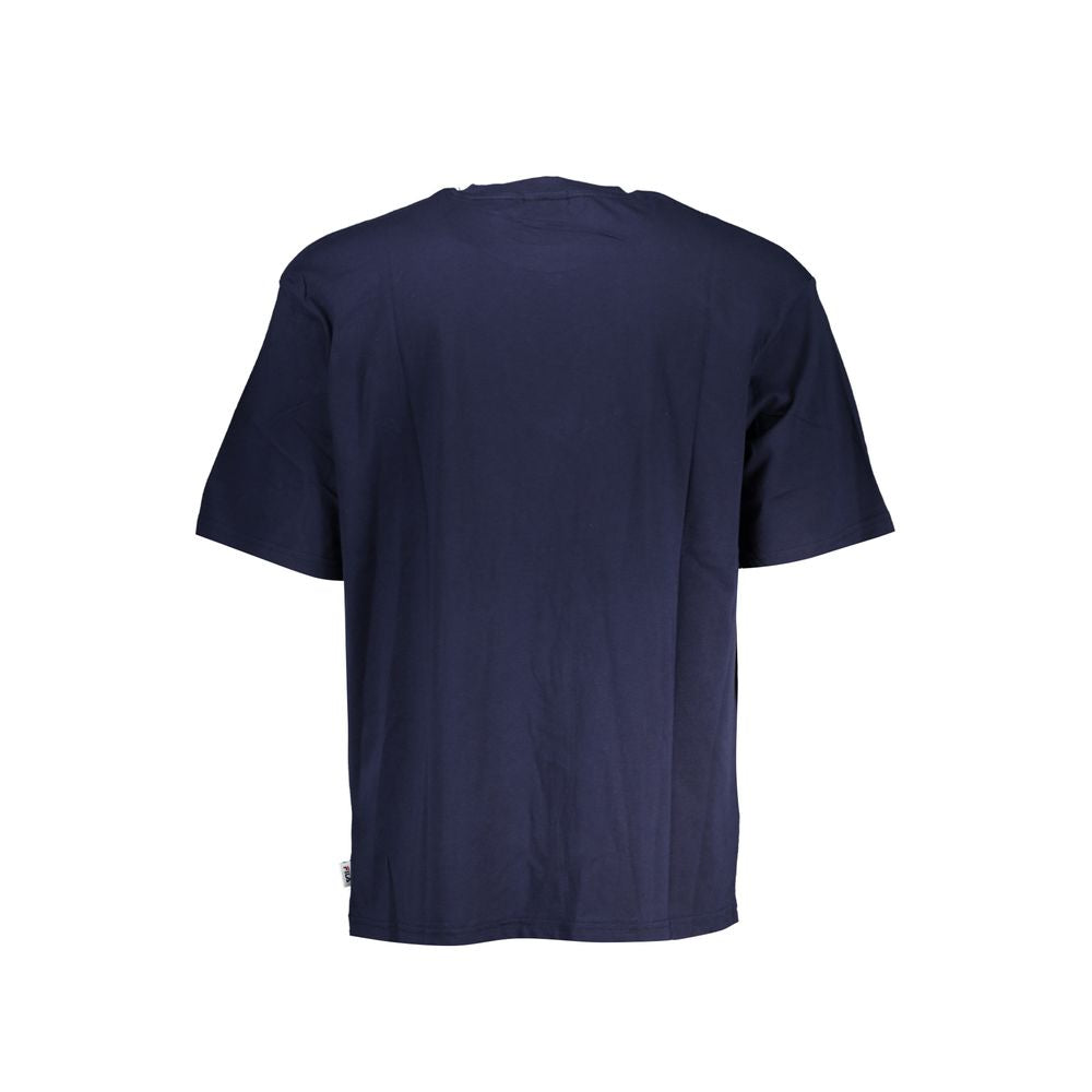 Fila Blue Cotton T-Shirt with short sleeves, crew neck, and printed logo on back view.