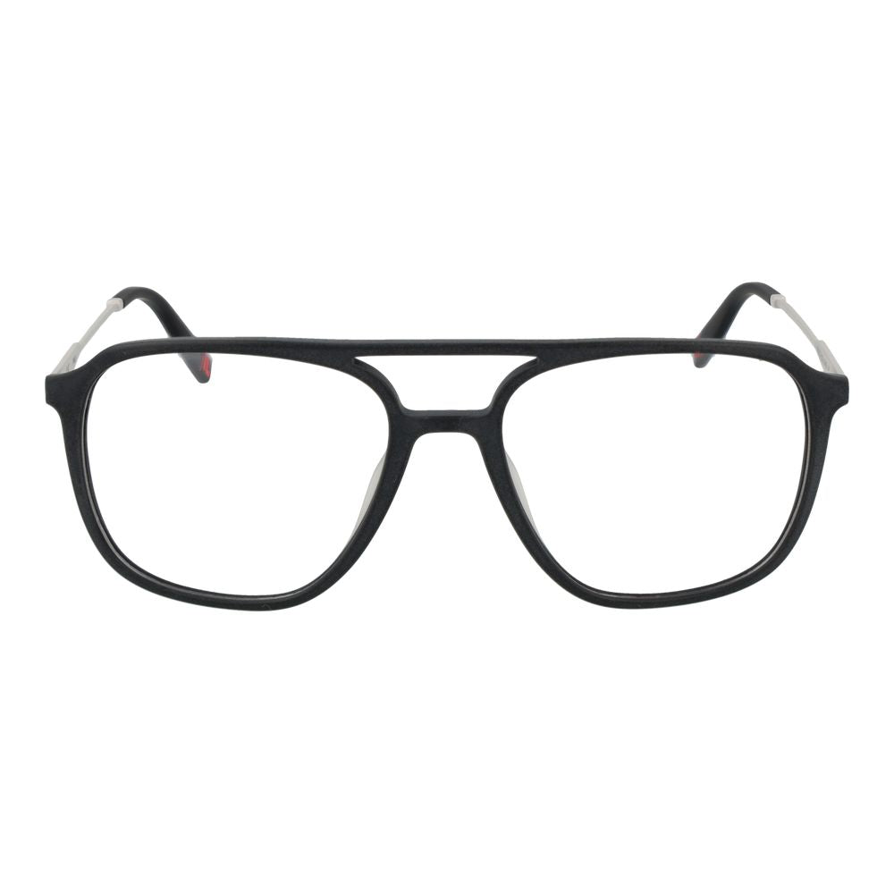 Fila Gray Men Glasses Frame in gunmetal, half-rim style with stainless steel material, rectangle shape, and demo lenses.