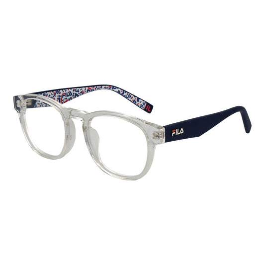 Fila Transparent Plastic Glasses (Frames) with full-rim panto style in a clear finish and branded temples.
