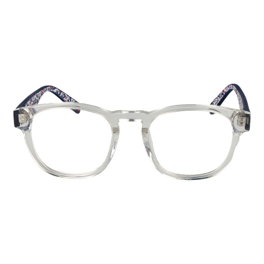 Fila Transparent Plastic Glasses (Frames) with full-rim panto style, unisex design, includes branded case, made of plastic material.