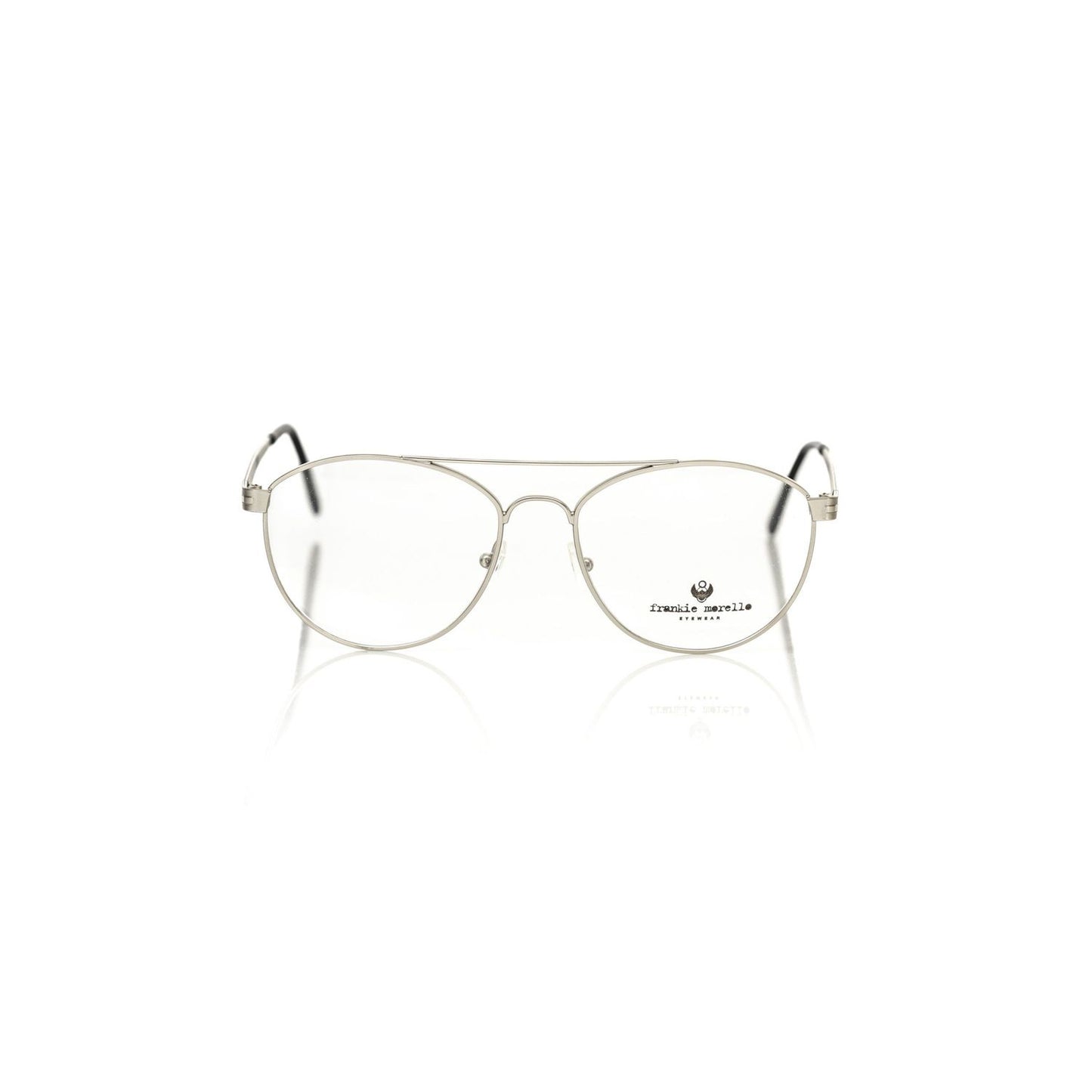 Frankie Morello Silver Metallic Unisex Frame - Italian-crafted aviator eyeglasses with sleek metallic design and silver accents.