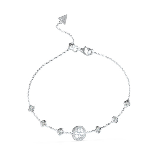 Silver bracelet from GUESS JEWELS JEWELRY Mod. JUBB04156JWRHT-U with geometric charm accents on a delicate chain.